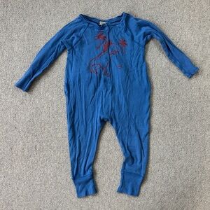 Blue Kids One Piece with Red Dinosaur Print